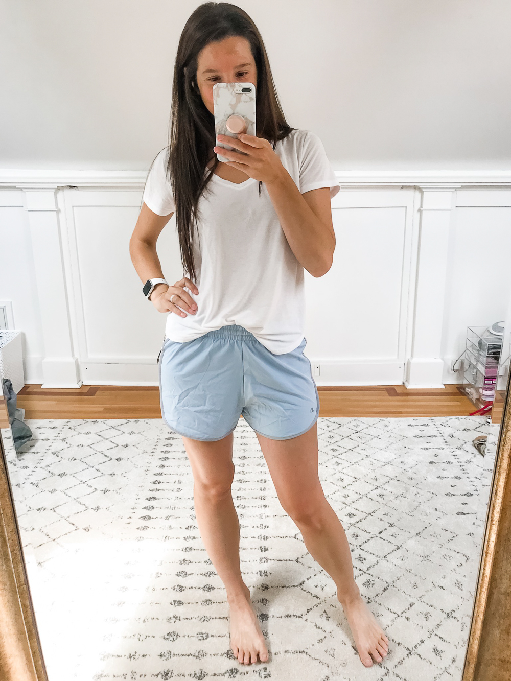 Amazon Starter Stretch Running Shorts in Dusty Blue, Amazon Prime Day Try-On Haul: Top Affordable Fashion Finds