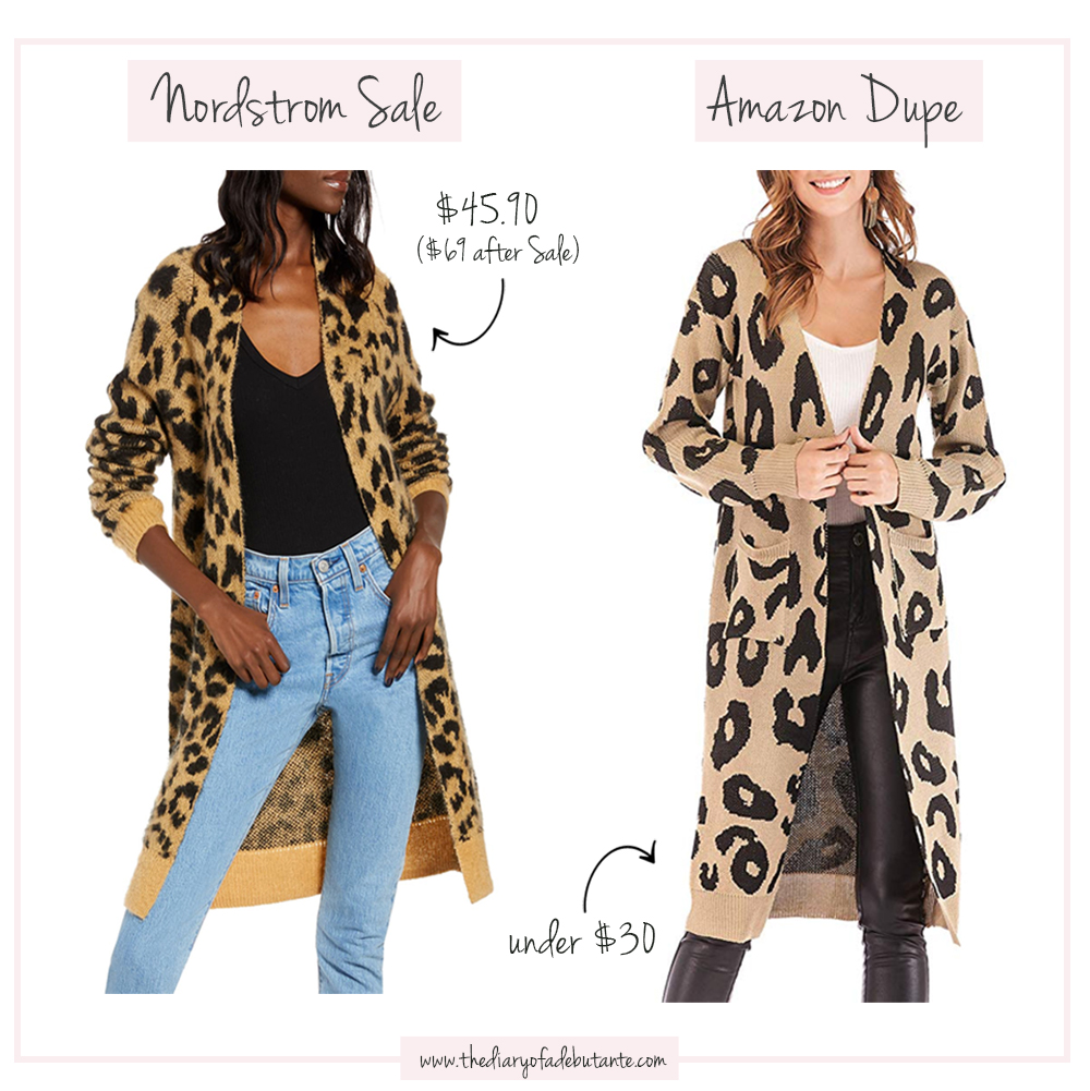 Nordstrom BP. Long Leopard Jacquard Cardigan dupe on Amazon, Nordstrom Anniversary Sale Dupes on Amazon: The Ultimate 2019 List by popular affordable fashion blogger Stephanie Ziajka from Diary of a Debutante
