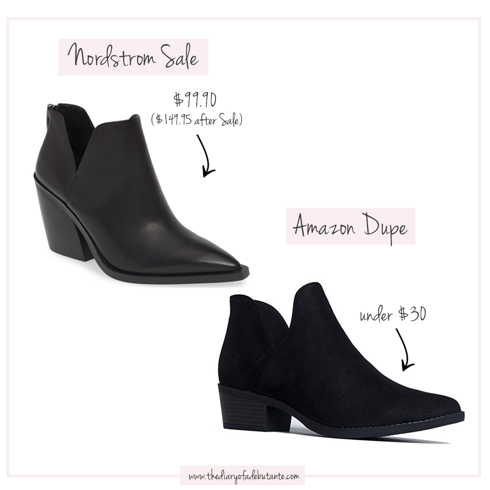 Vince Camuto Gigietta Bootie dupe, Nordstrom Anniversary Sale Dupes on Amazon: The Ultimate 2019 List by popular affordable fashion blogger Stephanie Ziajka from Diary of a Debutante