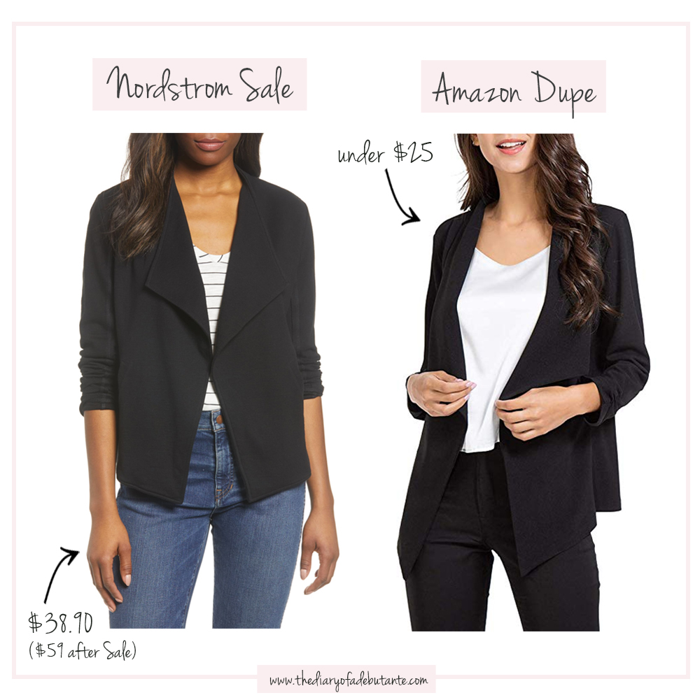Caslon Drape Collar Knit Blazer dupe on Amazon, Nordstrom Anniversary Sale Dupes on Amazon: The Ultimate 2019 List by popular affordable fashion blogger Stephanie Ziajka from Diary of a Debutante