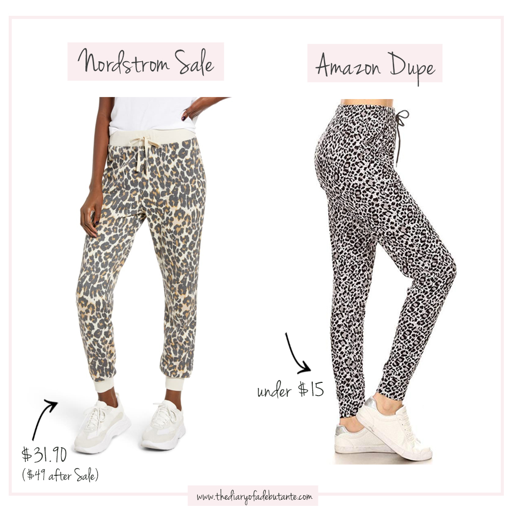 Nordstrom Leopard BP. Jogger Sweatpants dupe on Amazon, Nordstrom Anniversary Sale Dupes on Amazon: The Ultimate 2019 List by popular affordable fashion blogger Stephanie Ziajka from Diary of a Debutante