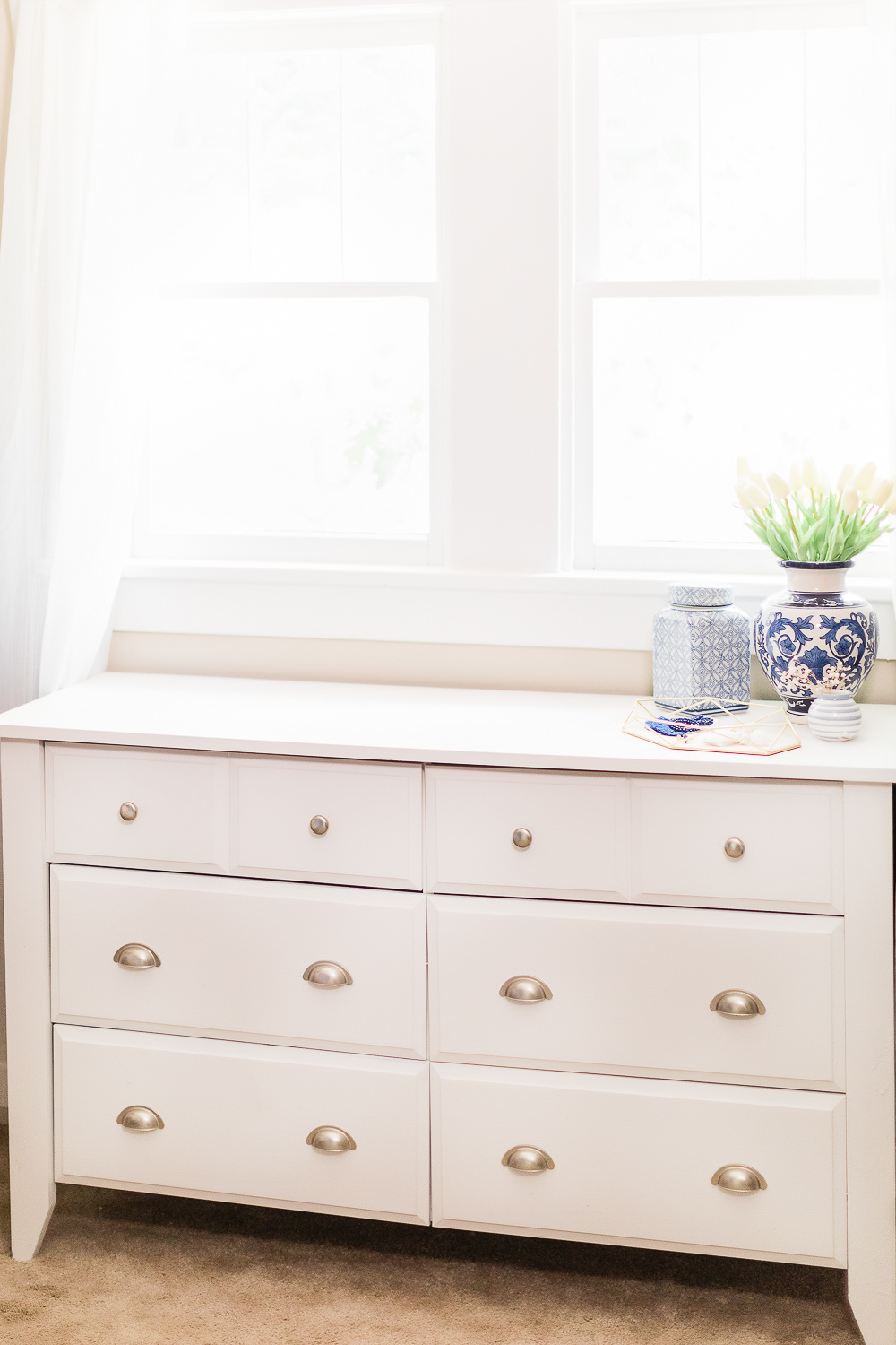 How to Update an Old Dresser with Magnolia Home Acrylic Eggshell Paint by popular DIY blogger Stephanie Ziajka from Diary of a Debutante, Magnolia Home shiplap paint, acrylic eggshell paint for wood, acrylic eggshell paint for furniture, best white paint for dresser, how much paint do I need to paint a dresser
