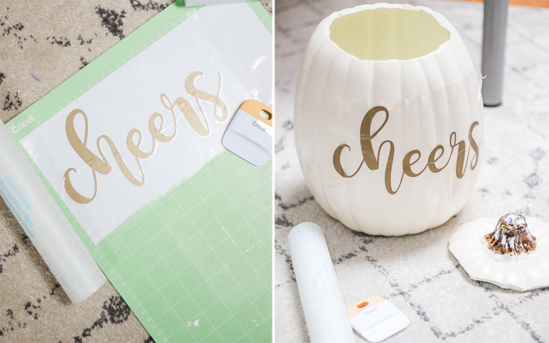 Steps three and four of one of DIY blogger Stephanie Ziajka's favorite fall Cricut projects on Diary of a Debutante