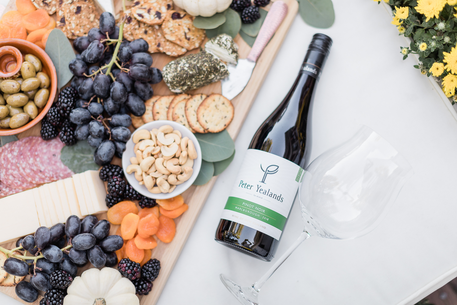 Peter Yealands Pinot Noir paired with a fall charcuterie created by blogger Stephanie Ziajka on Diary of a Debutante