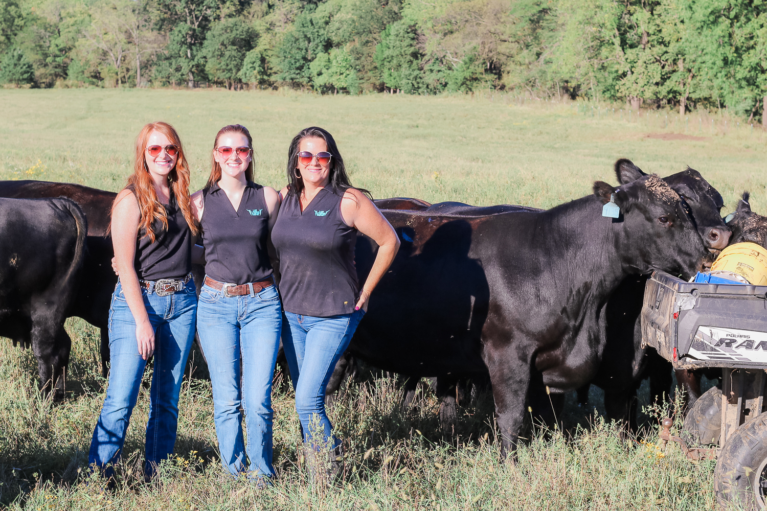 Staci, Macey, and Emma Hurst, owners and operators of Lady Livestock, an angus beef cattle farm in Jefferson City, Missouri