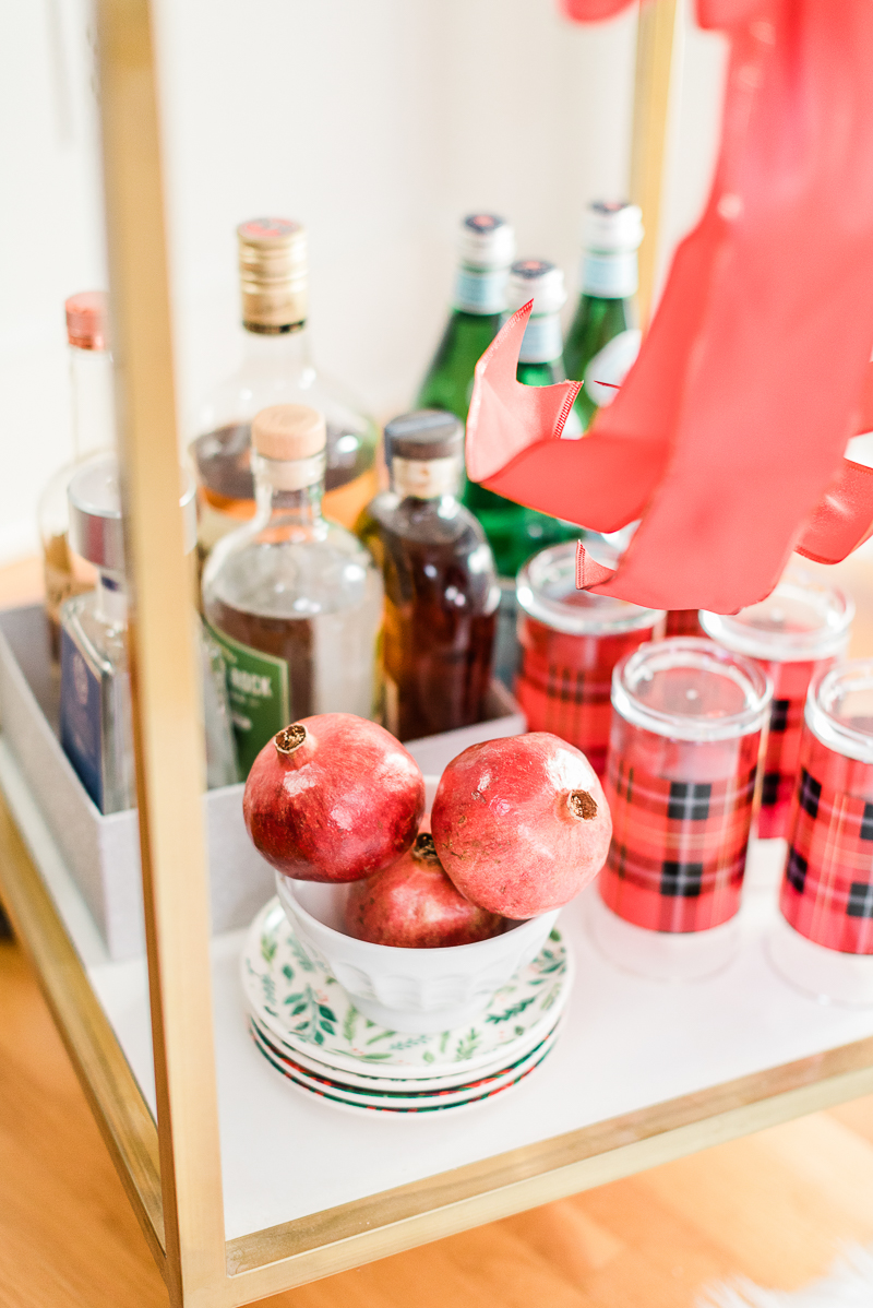 pomegranates on a bar cart, fresh pomegranates, popular lifestyle blogger Stephanie Ziajka, popular lifestyle blog Diary of a Debutante