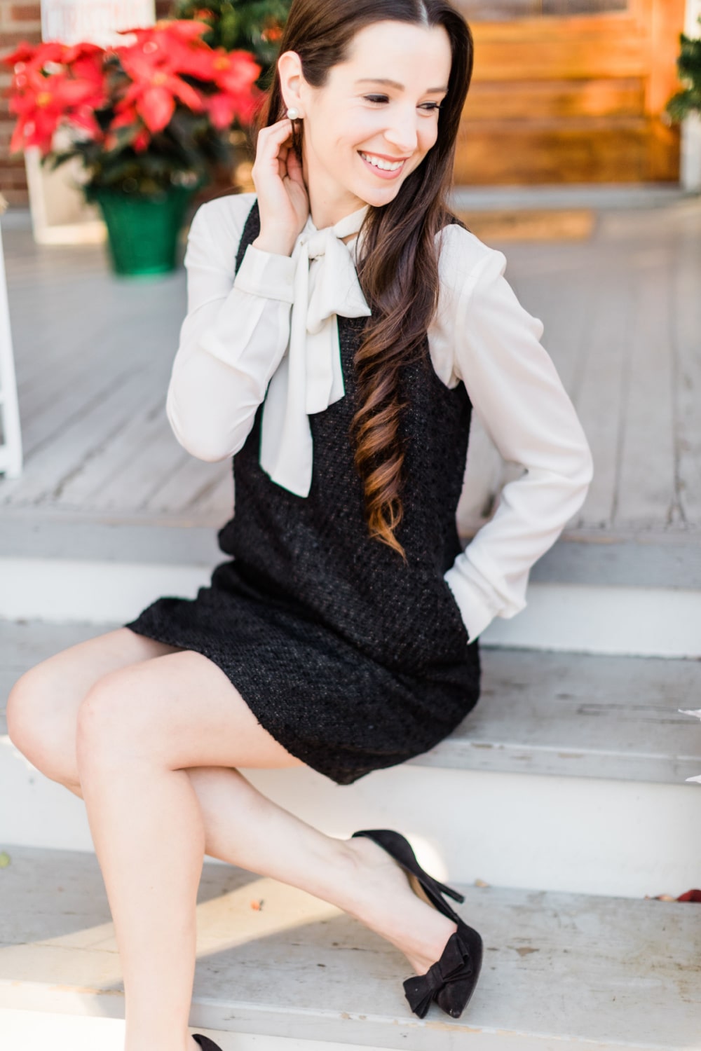 Preppy Christmas outfit idea styled by affordable fashion blogger Stephanie Ziajka on Diary of a Debutante