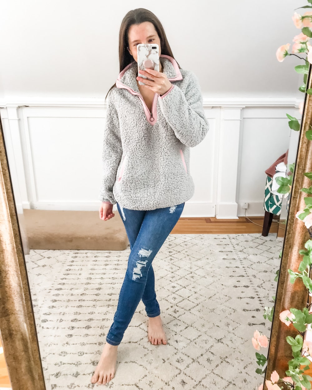 Amazon fleece pullover worn by affordable fashion blogger Stephanie Ziajka of Diary of a Debutante