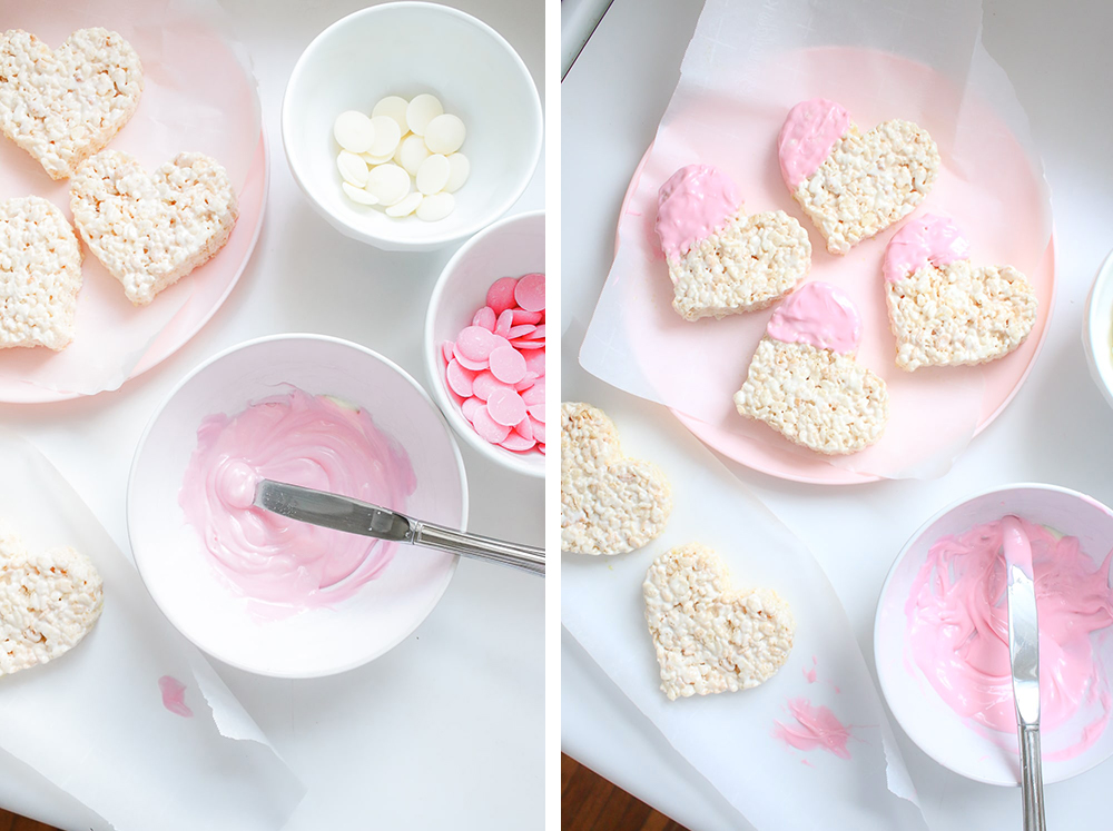 Southern lifestyle blogger Stephanie Ziajka shows how to make dipped rice krispie treats for Valentine's Day