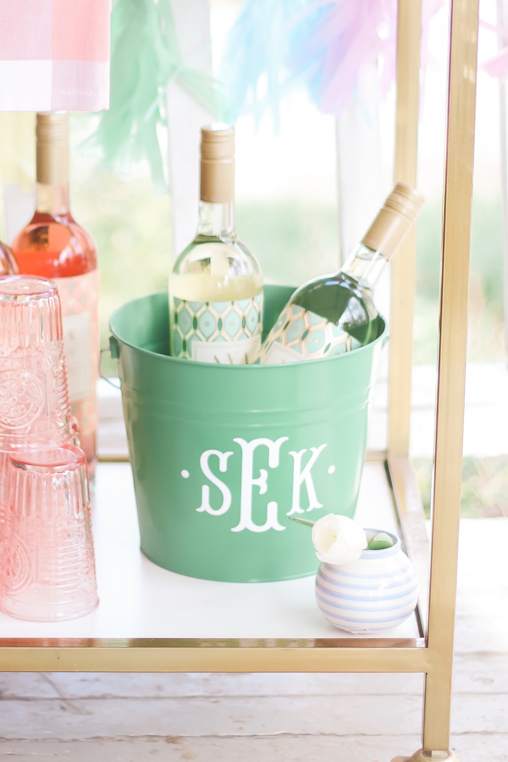 DIY blogger Stephanie Ziajka shares a step-by-step DIY monogram ice bucket tutorial on Diary of a Debutante