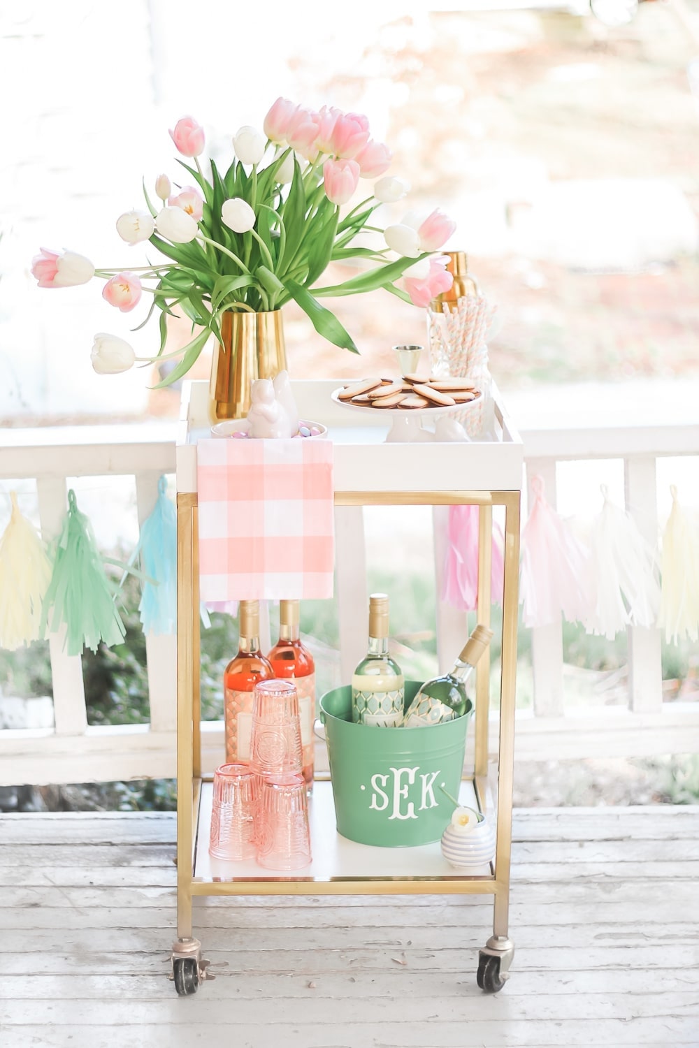 Easter bar cart ideas by southern lifestyle blogger Stephanie Ziajka on Diary of a Debutante