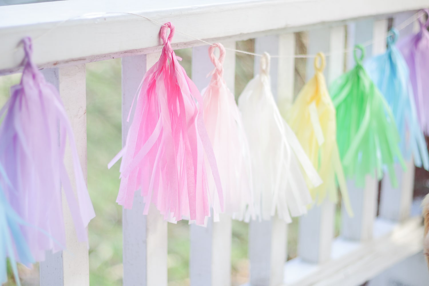 Pastel tissue tassel garland DIY by DIY blogger Stephanie Ziajka of Diary of a Debutante