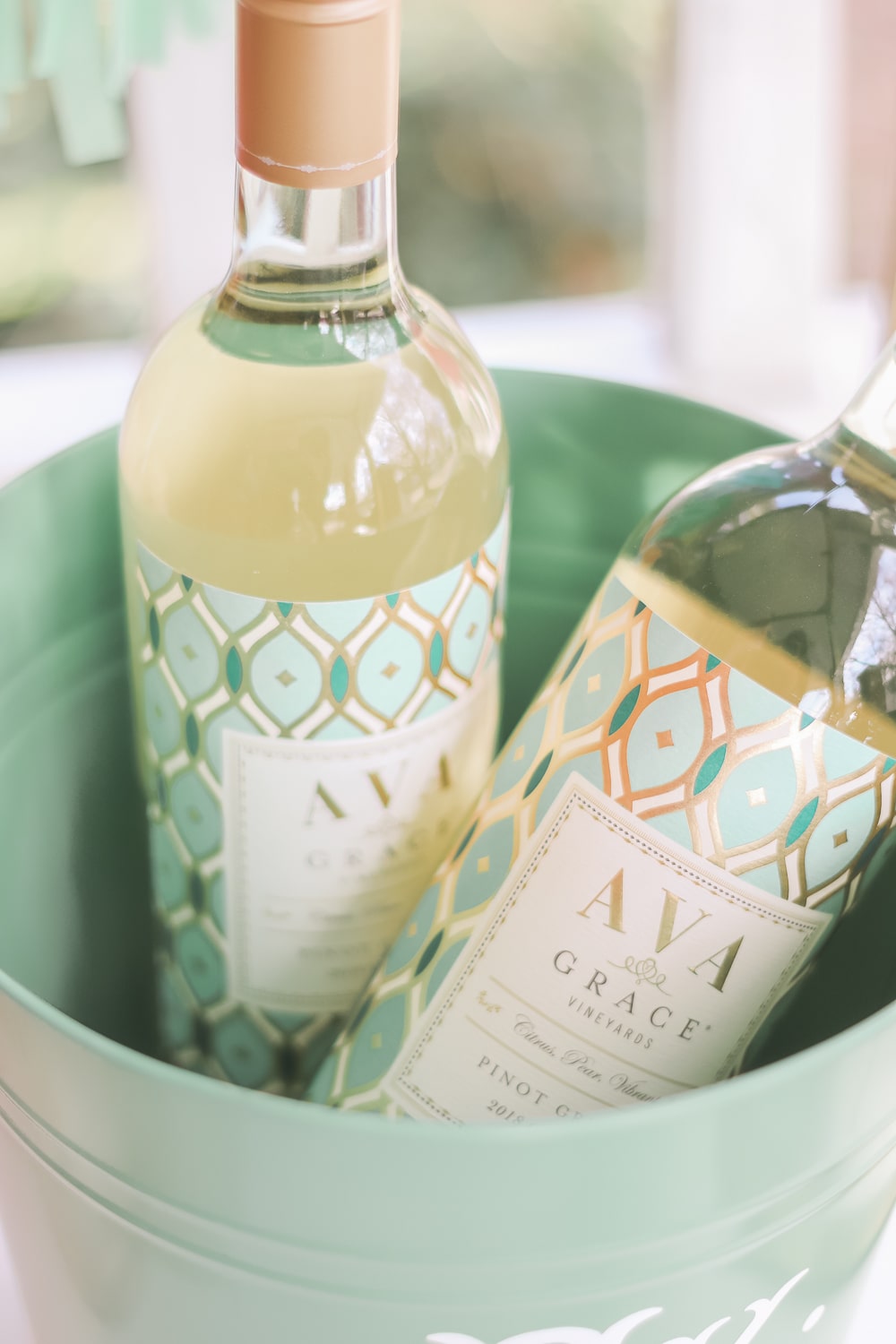 AVA Grace Pinot Grigio in a DIY personalized ice bucket on Diary of a Debutante