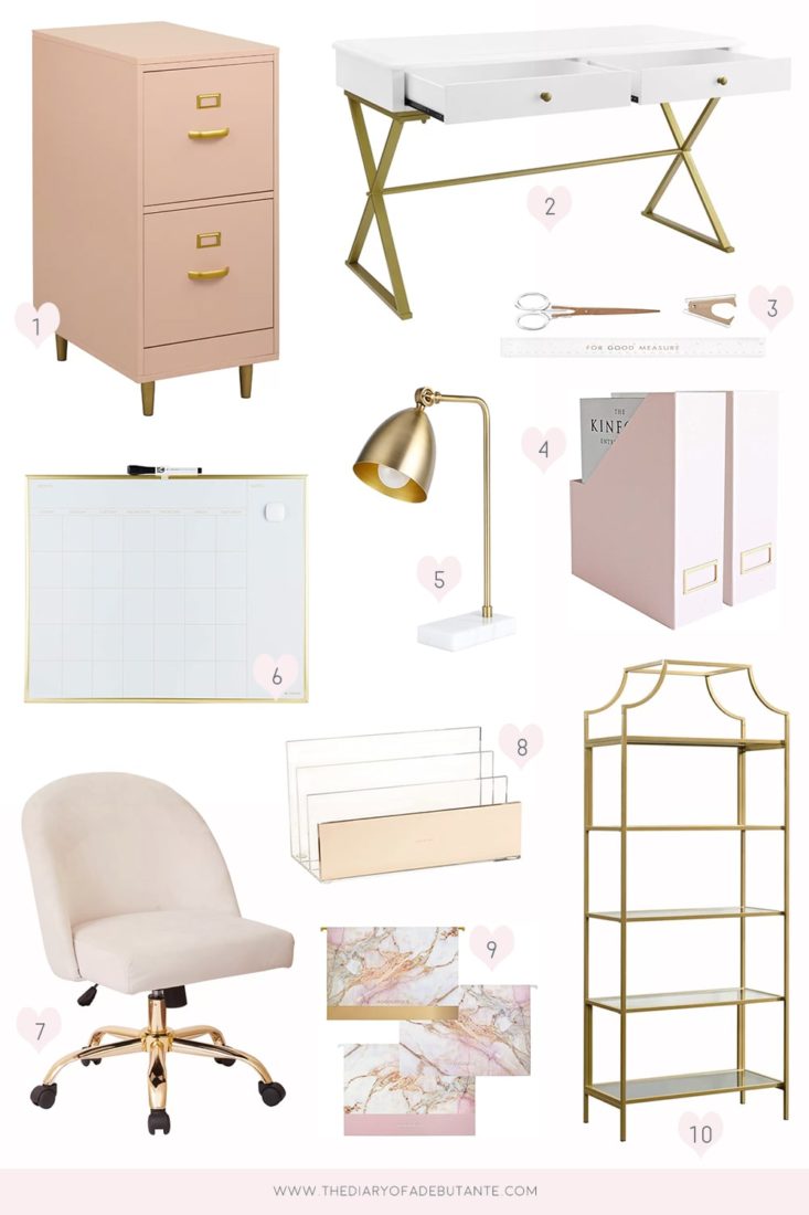 Affordable Pink and Gold Office Decor | Diary of a Debutante