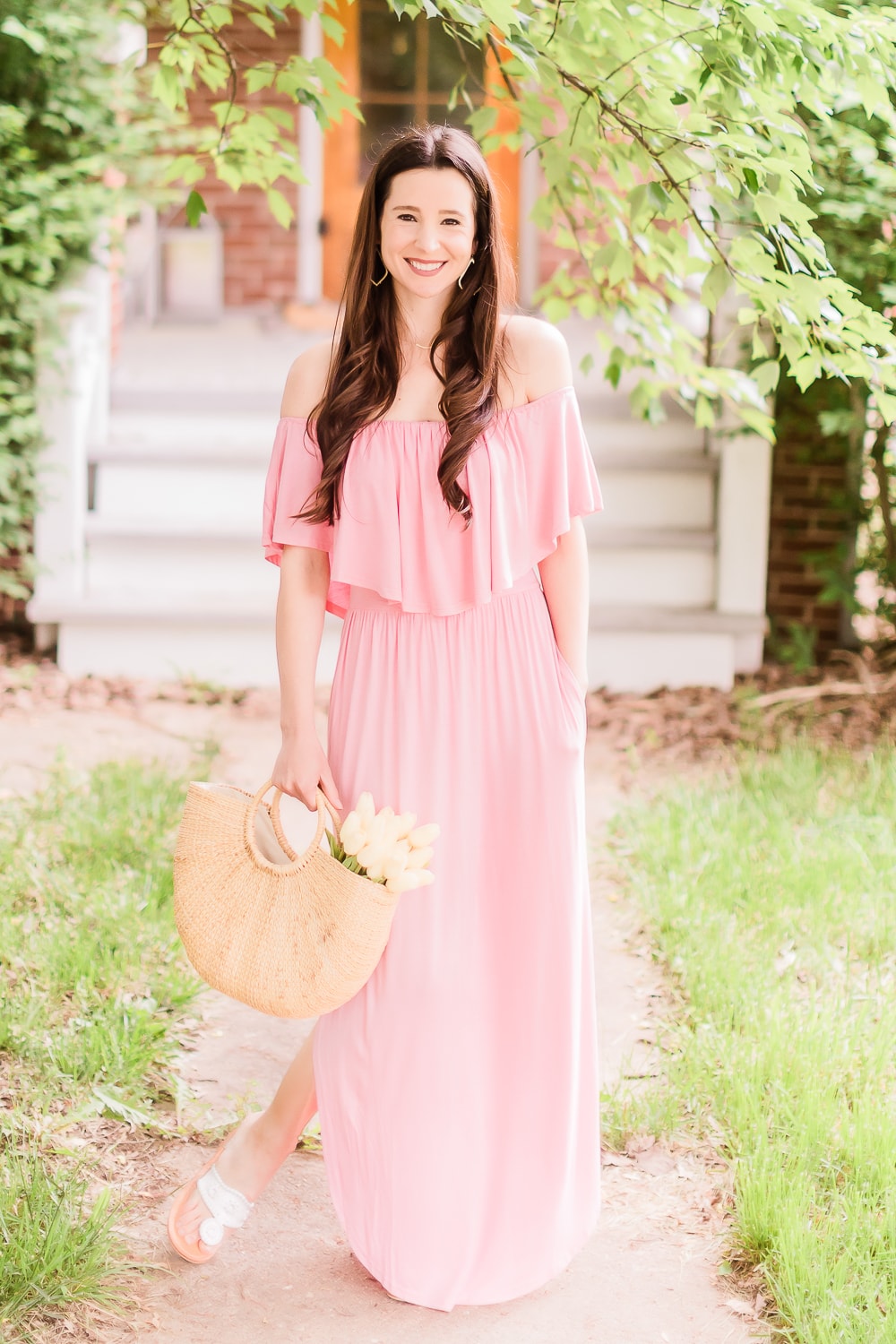 Affordable fashion blogger Stephanie Ziajka shows how to wear pink maxi dress on Diary of a Debutante