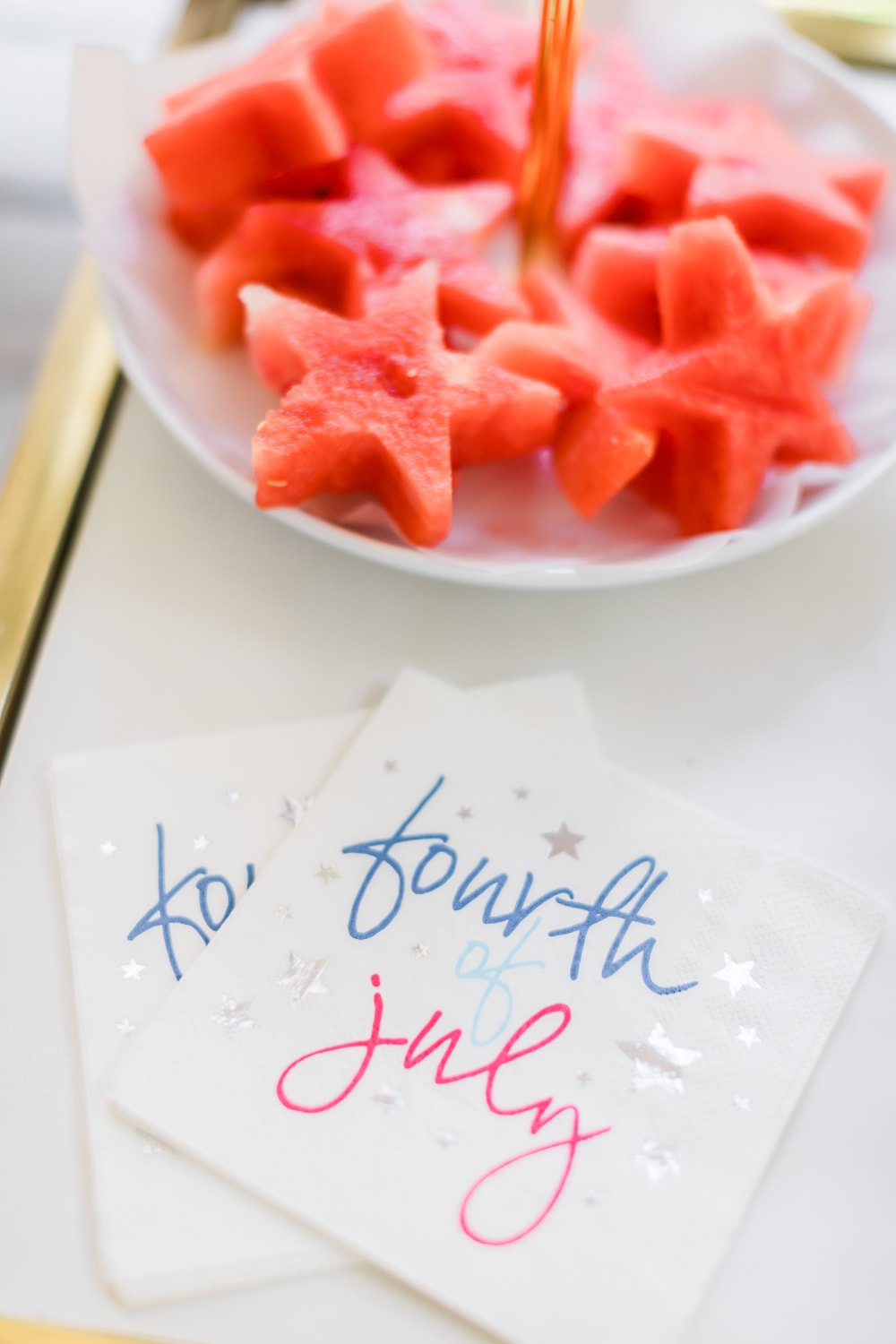 Watermelon stars cut with a star-shaped cookie cutter by blogger Stephanie Ziajka on Diary of a Debutante