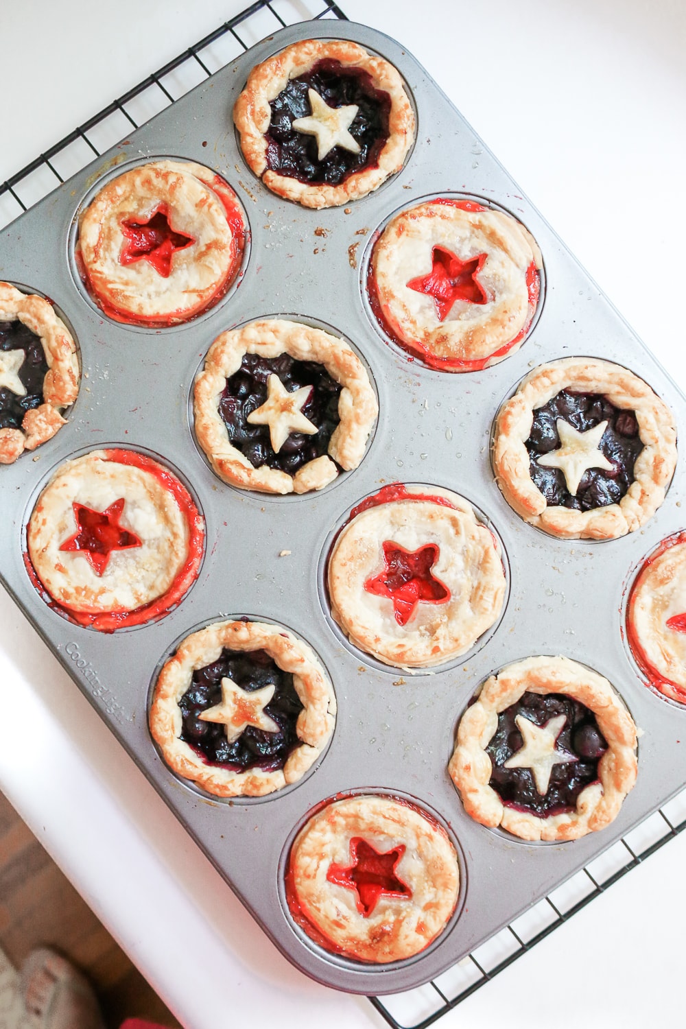 Blogger Stephanie Ziajka shows how to make miniature strawberry pies in a muffin tin on Diary of a Debutante