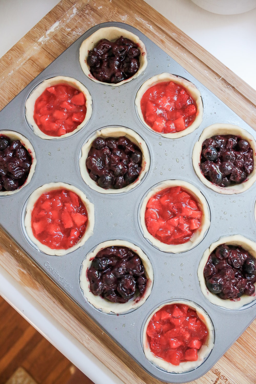 Blogger Stephanie Ziajka shows how to make mini pies in muffin tins on Diary of a Debutante
