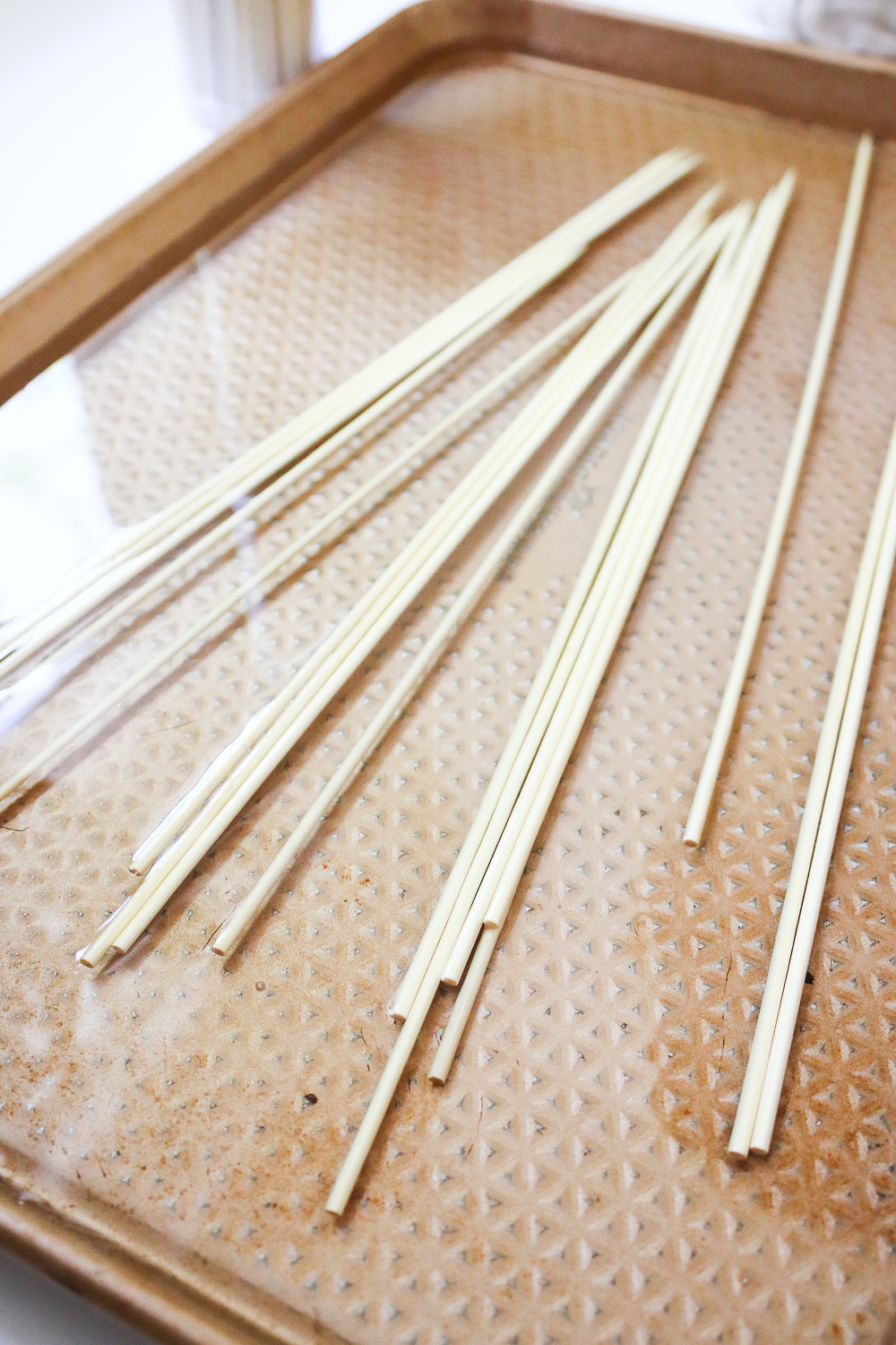 Blogger Stephanie Ziajka shows how to soak wooden skewers for grilling or baking on Diary of a Debutante