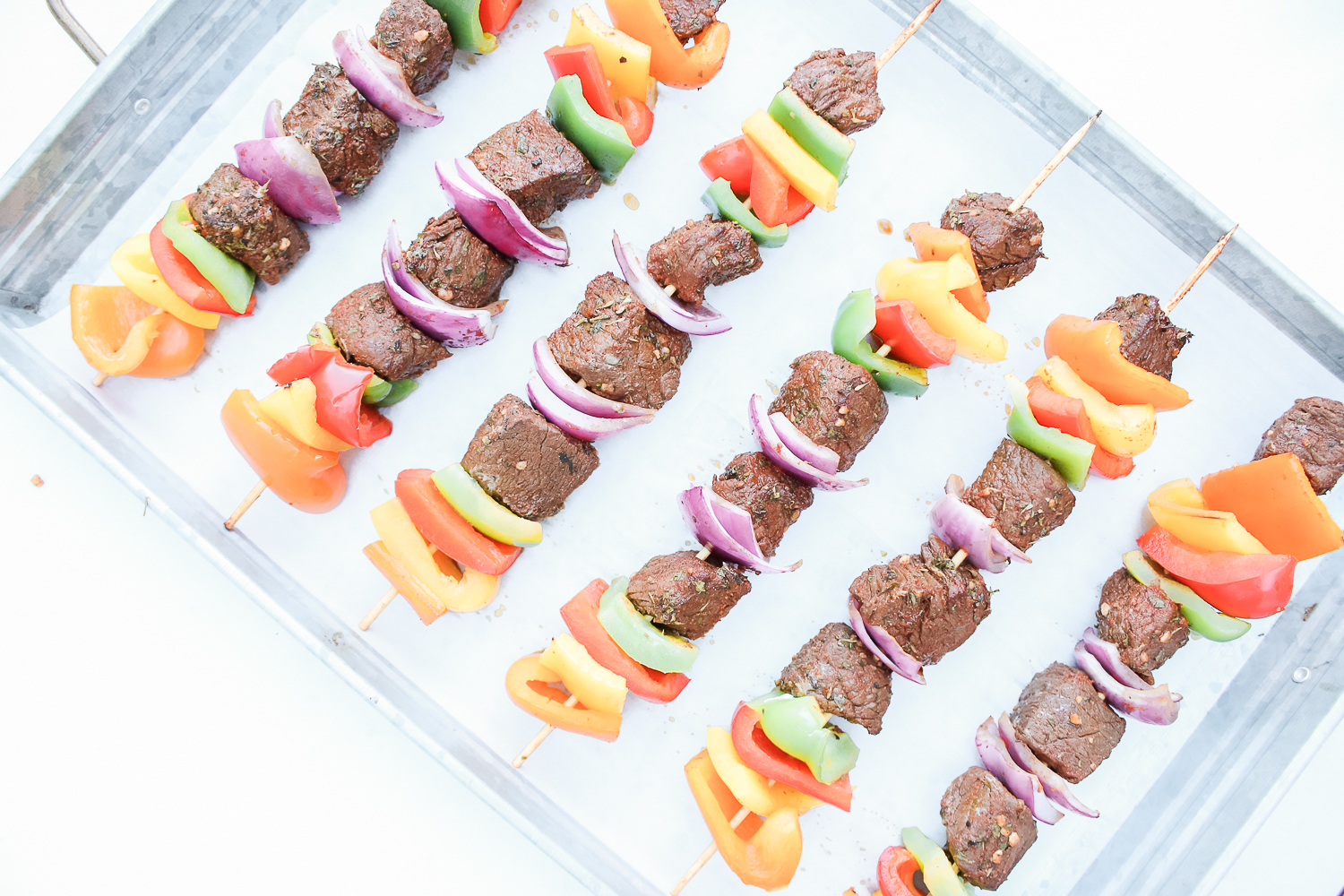 Blogger Stephanie Ziajka shows how to make steak kabobs in oven on Diary of a Debutante