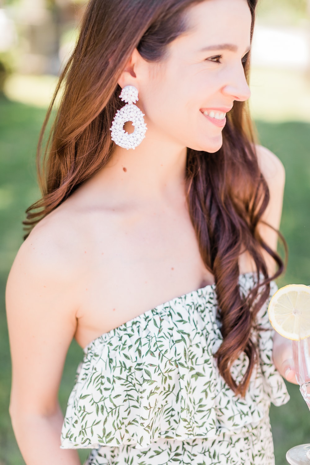 Amazon white beaded statement earrings styled by affordable fashion blogger Stephanie Ziajka on Diary of a Debutante