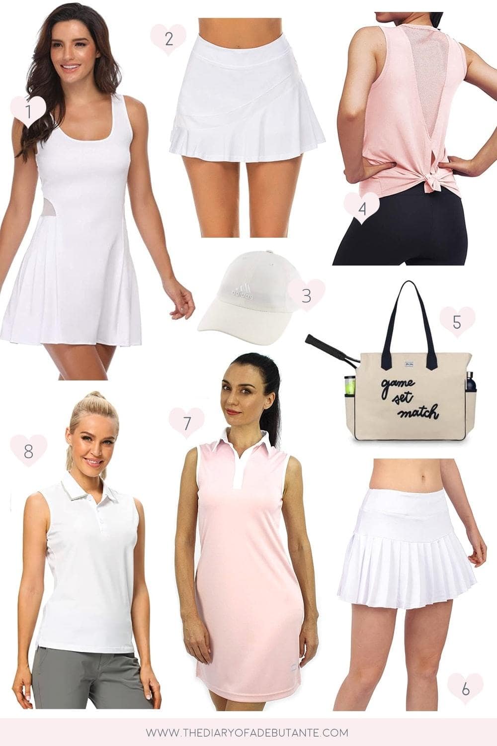Affordable fashion blogger Stephanie Ziajka shares over a dozen cute tennis outfits and accessories on Diary of a Debutante