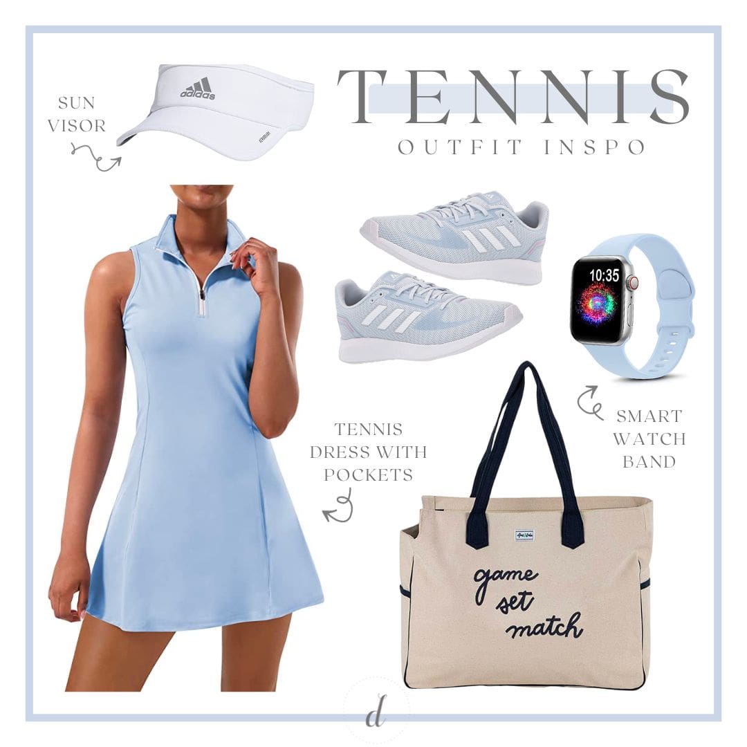 Светло-голубой теннисный костюм, созданный модным блогером Стефани Зяйка в дневнике дебютантки.