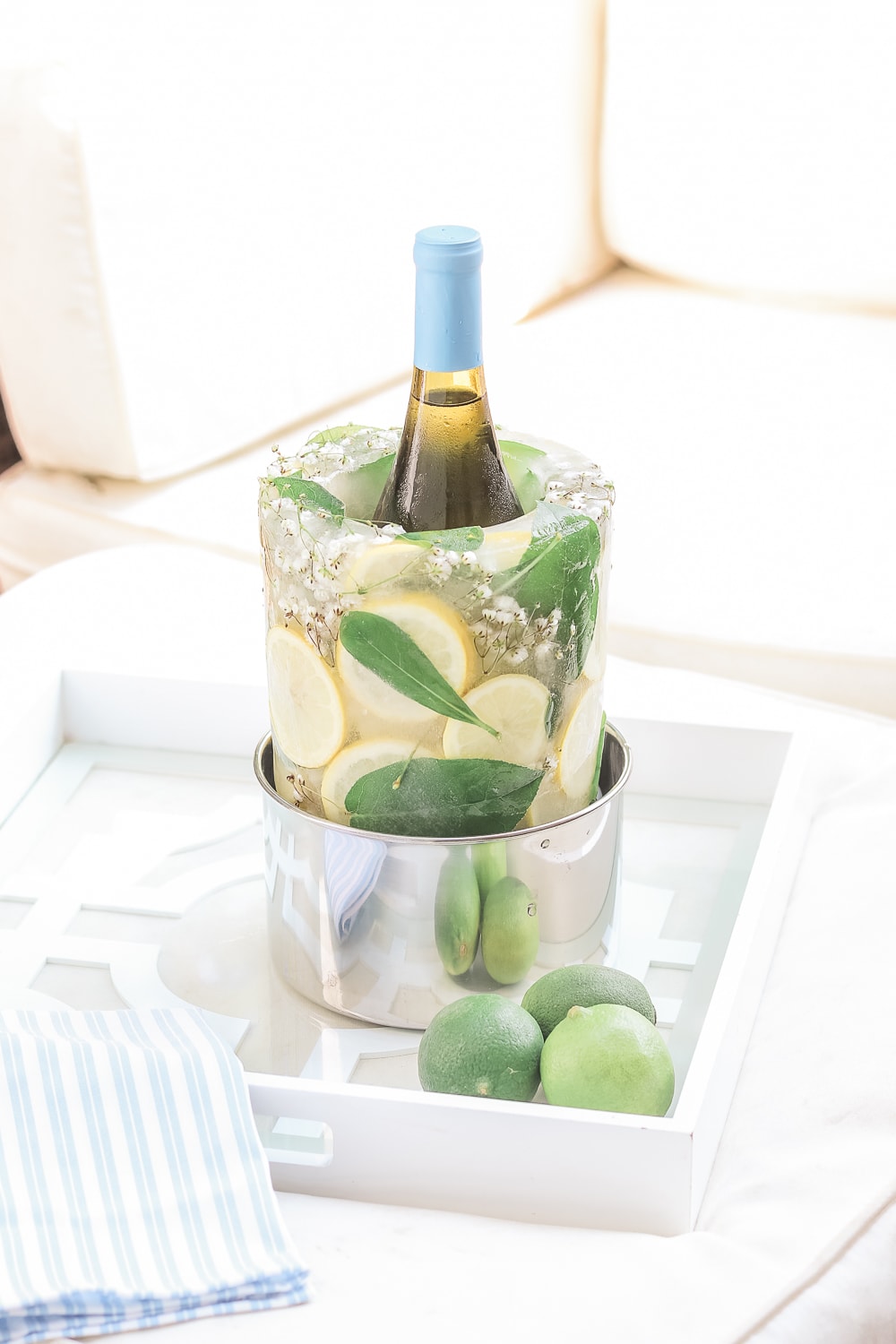 Entertaining blogger Stephanie Ziajka shows how to make your own ice bucket with the Laura Ashley Champagne Bucket Ice Mold on Diary of a Debutante