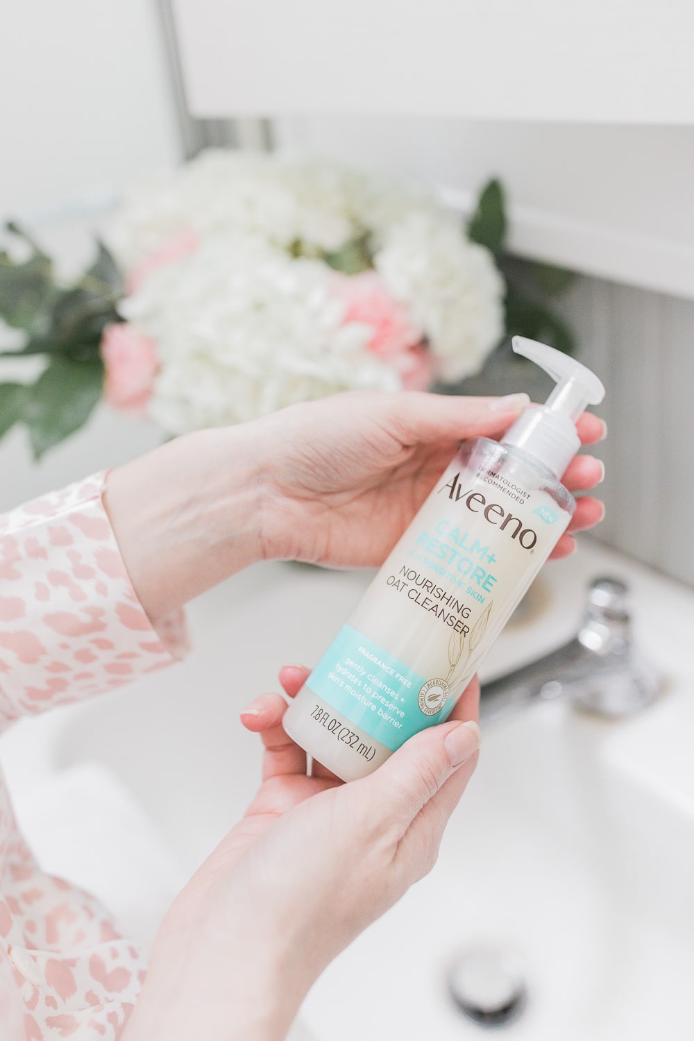 Aveeno Calm and Restore cleanser review for women with sensitive skin by blogger Stephanie Ziajka on Diary of a Debutante