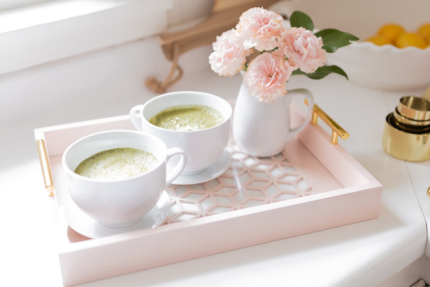 Blogger Stephanie Ziajka shows how to make a matcha collagen latte on Diary of a Debutante