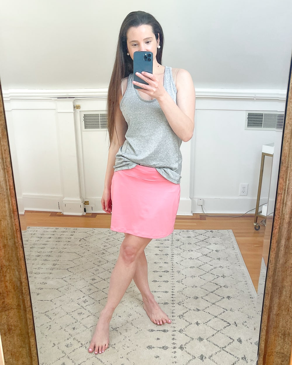 Amazon pink tennis skirt worn by affordable fashion blogger Stephanie Ziajka on Diary of a Debutante