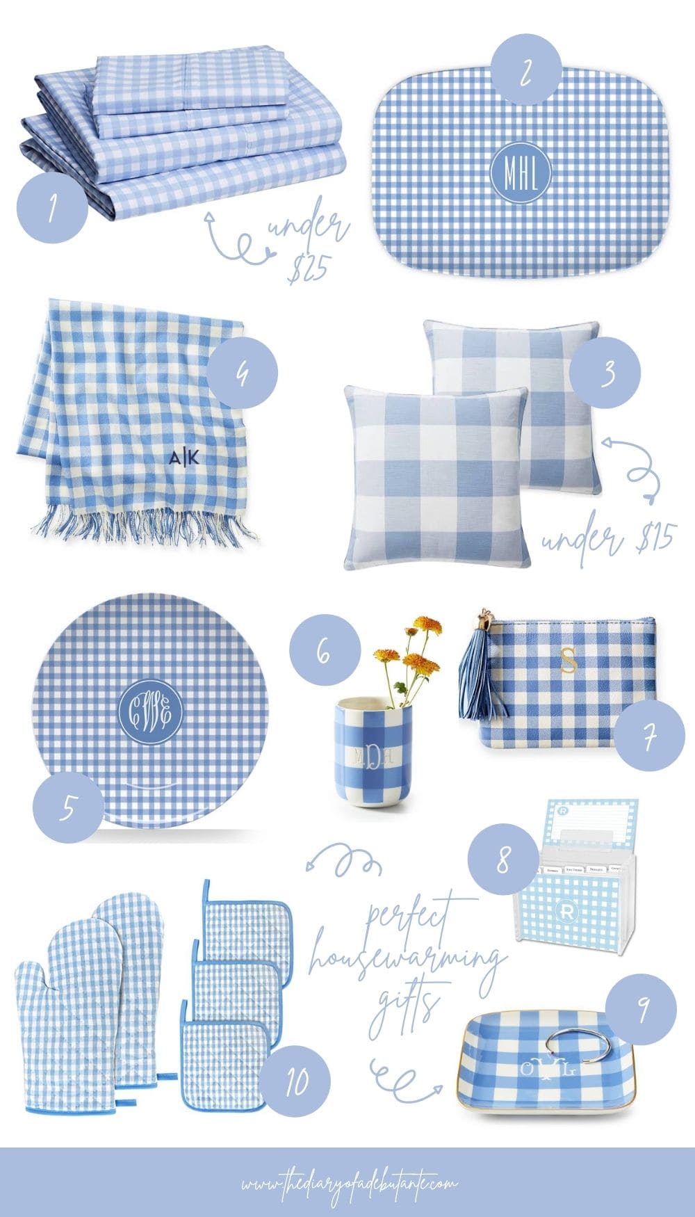 Light blue gingham decorating ideas for summer from blogger Stephanie Ziajka on Diary of a Debutante