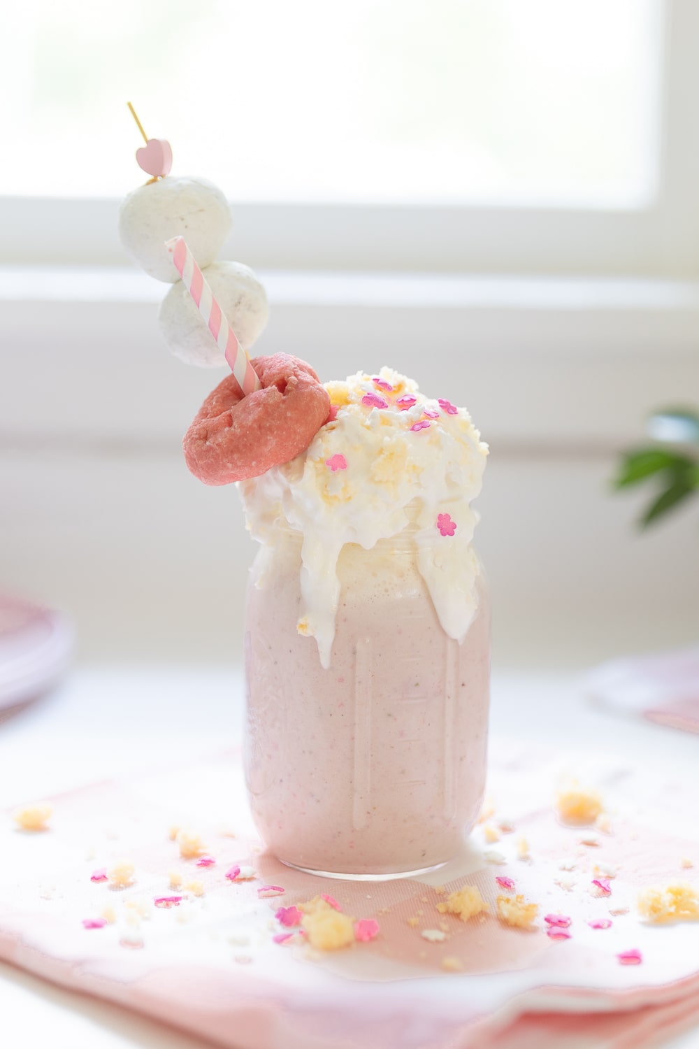 Strawberry shortcake milkshake recipe created by blogger Stephanie Ziajka on Diary of a Debutante