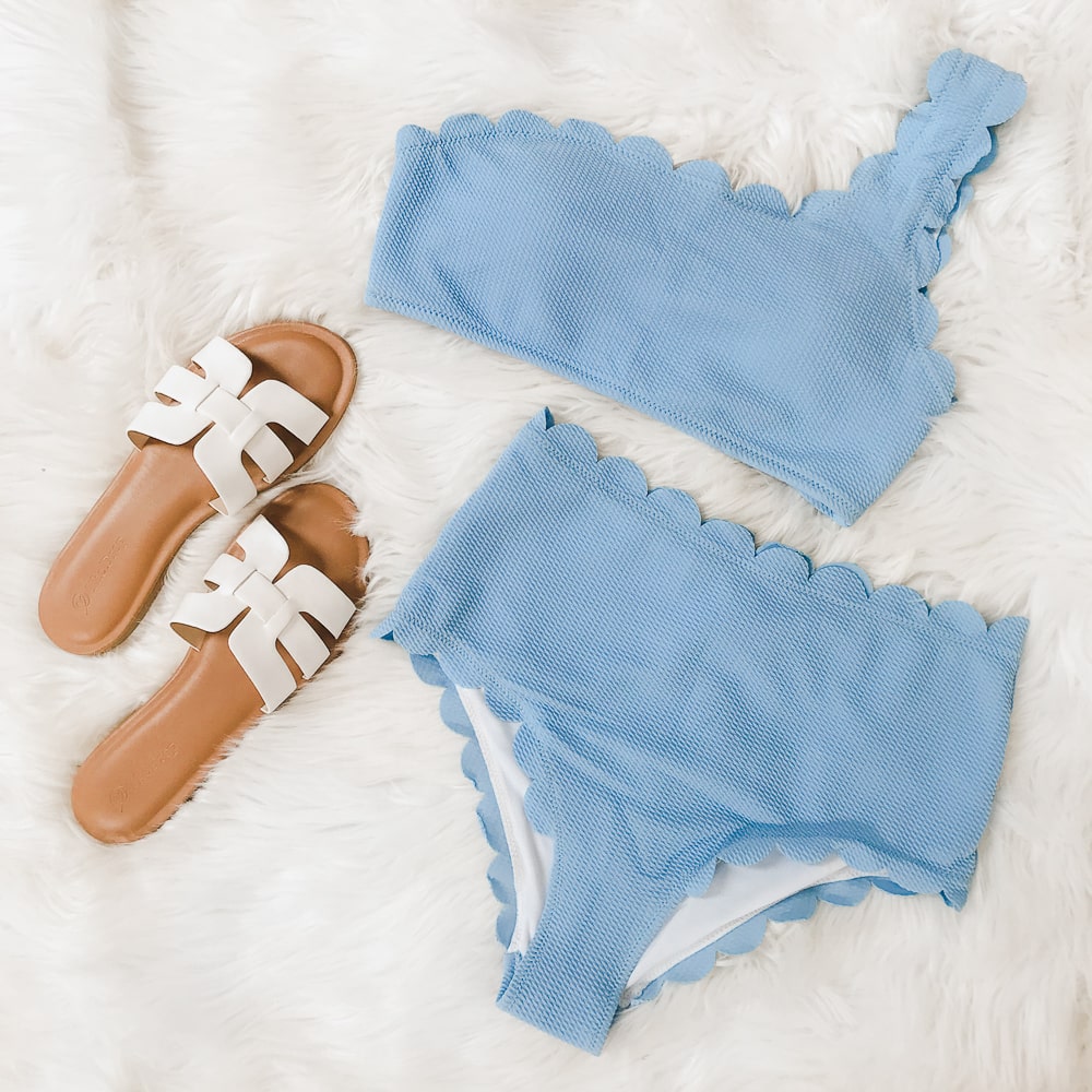 Amazon light blue scalloped high waisted bikini on Diary of a Debutante