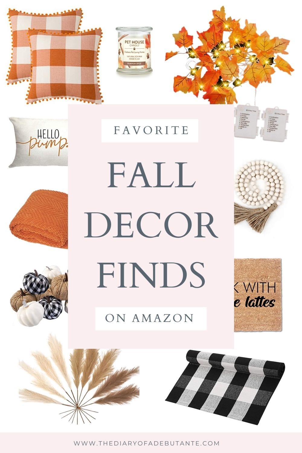 Blogger Stephanie Ziajka rounds up her favorite Amazon fall decor finds under $50 on Diary of a Debutante