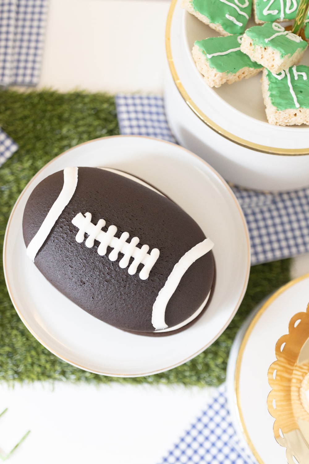 Hy-Vee football whoopie pie as part of a game day dessert spread created by blogger Stephanie Ziajka on Diary of a Debutante