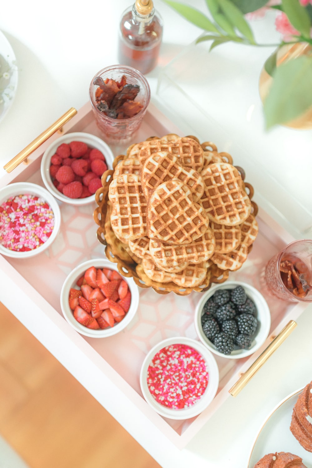 Galentine's Day waffle bar ideas from blogger Stephanie Ziajka on Diary of a Debutante