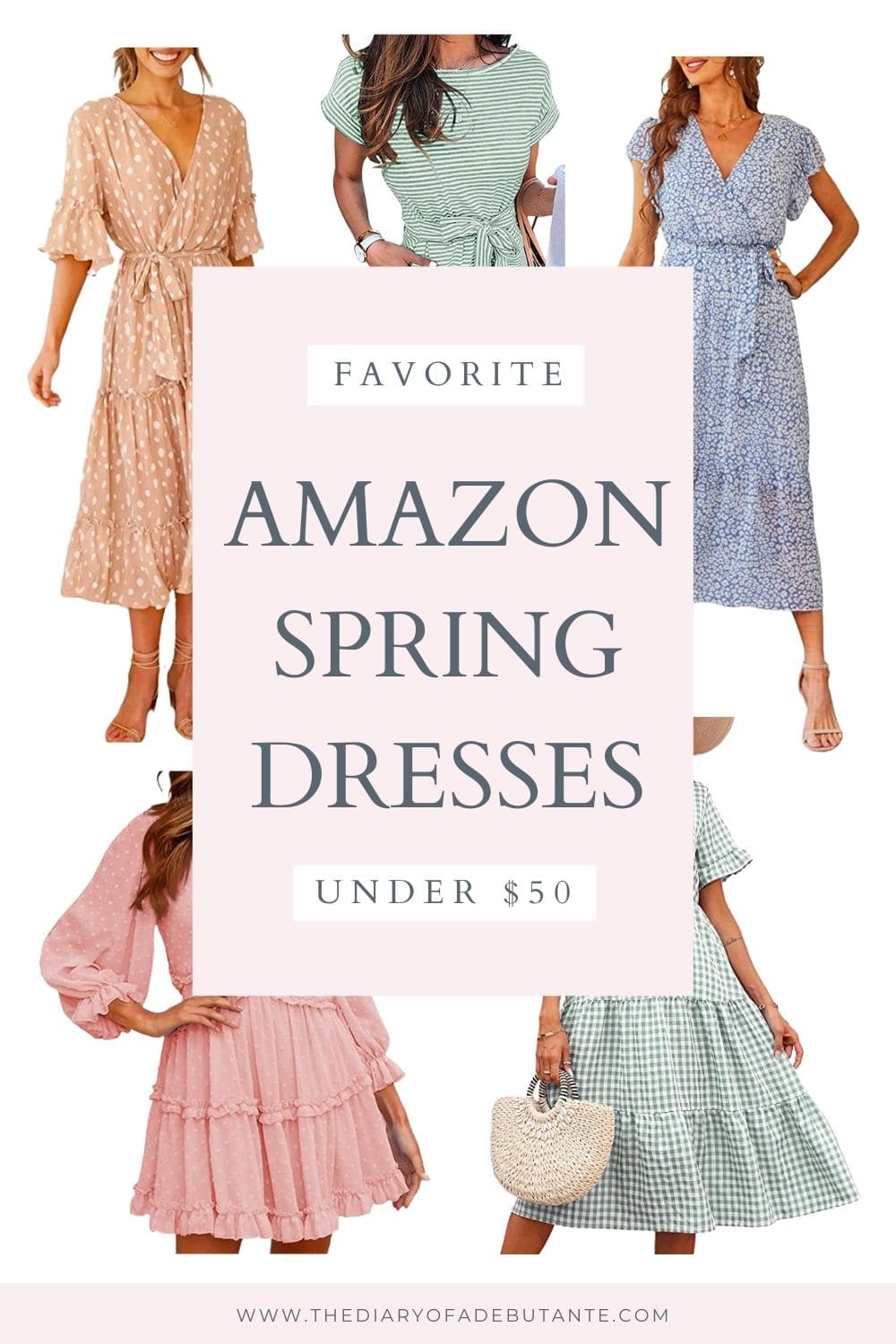 Affordable fashion blogger Stephanie Ziajka rounds up cute spring dresses under $50 on Amazon on Diary of a Debutante