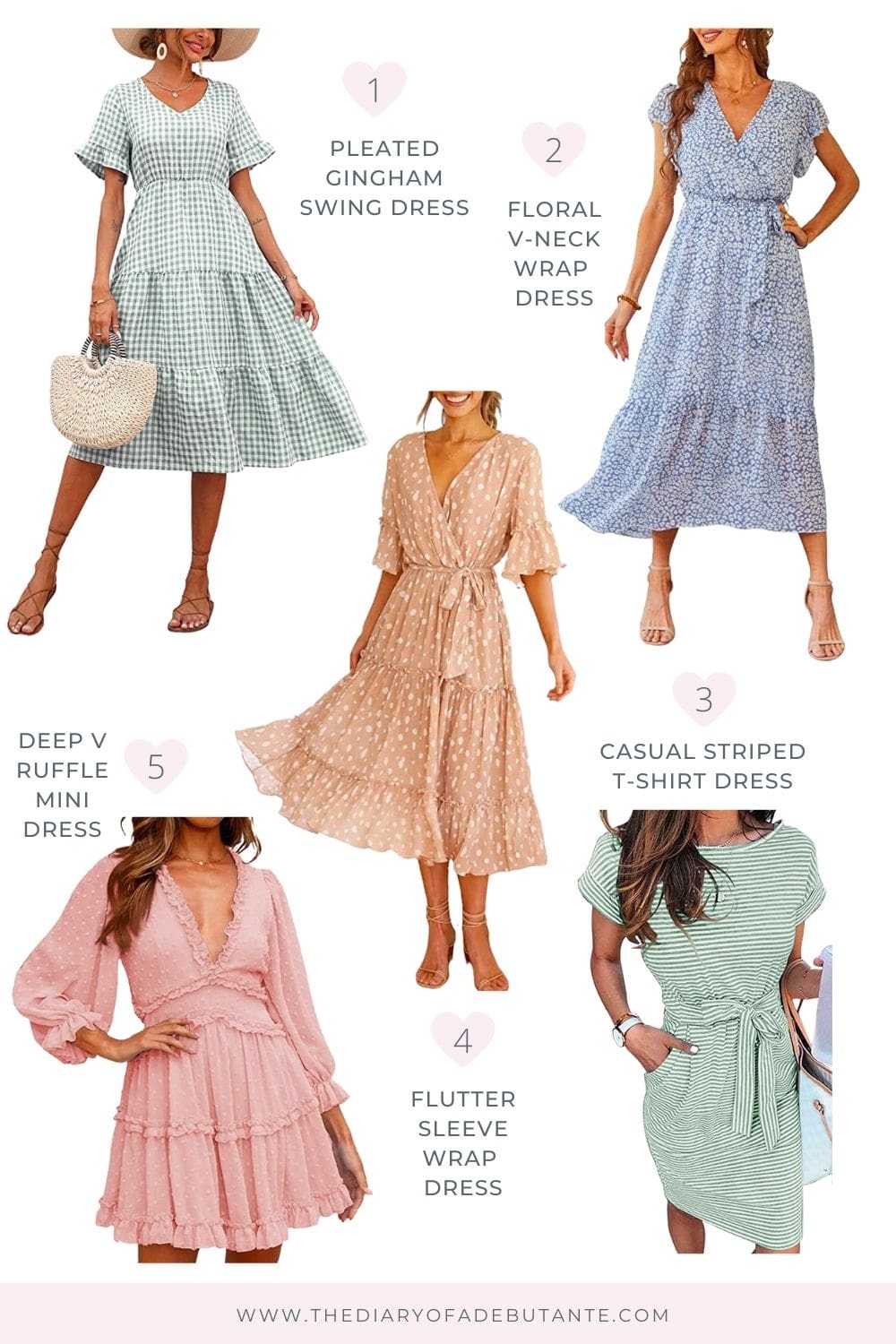 Favorite Amazon spring dresses under 50 rounded up by affordable fashion blogger Stephanie Ziajka on Diary of a Debutante