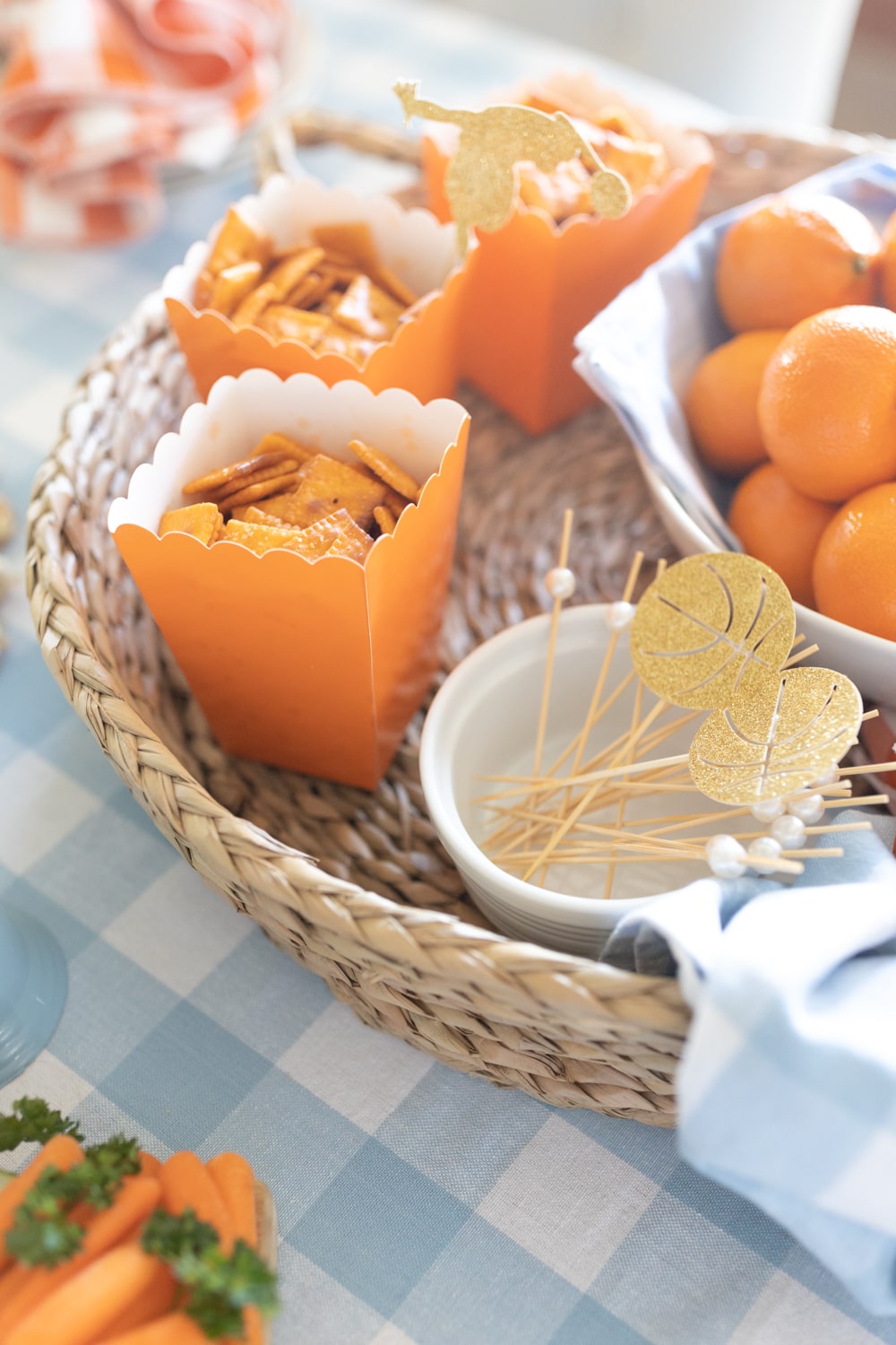 Orange snack ideas created by blogger Stephanie Ziajka for a March Madness party on Diary of a Debutante