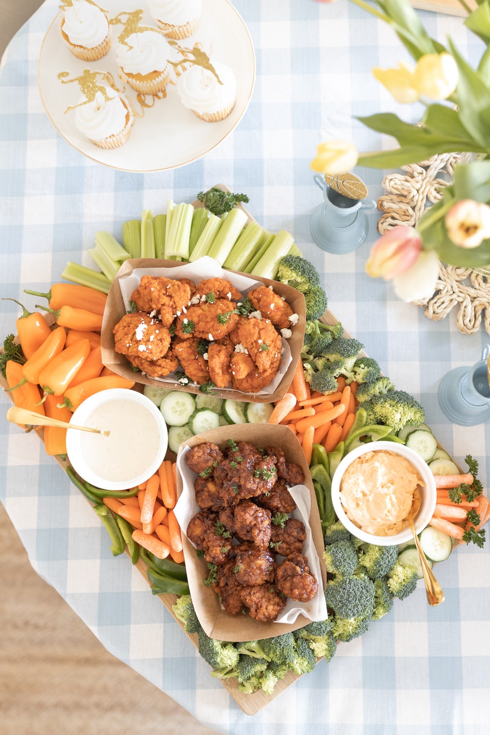 Wing charcuterie board created by blogger Stephanie Ziajka on Diary of a Debutante