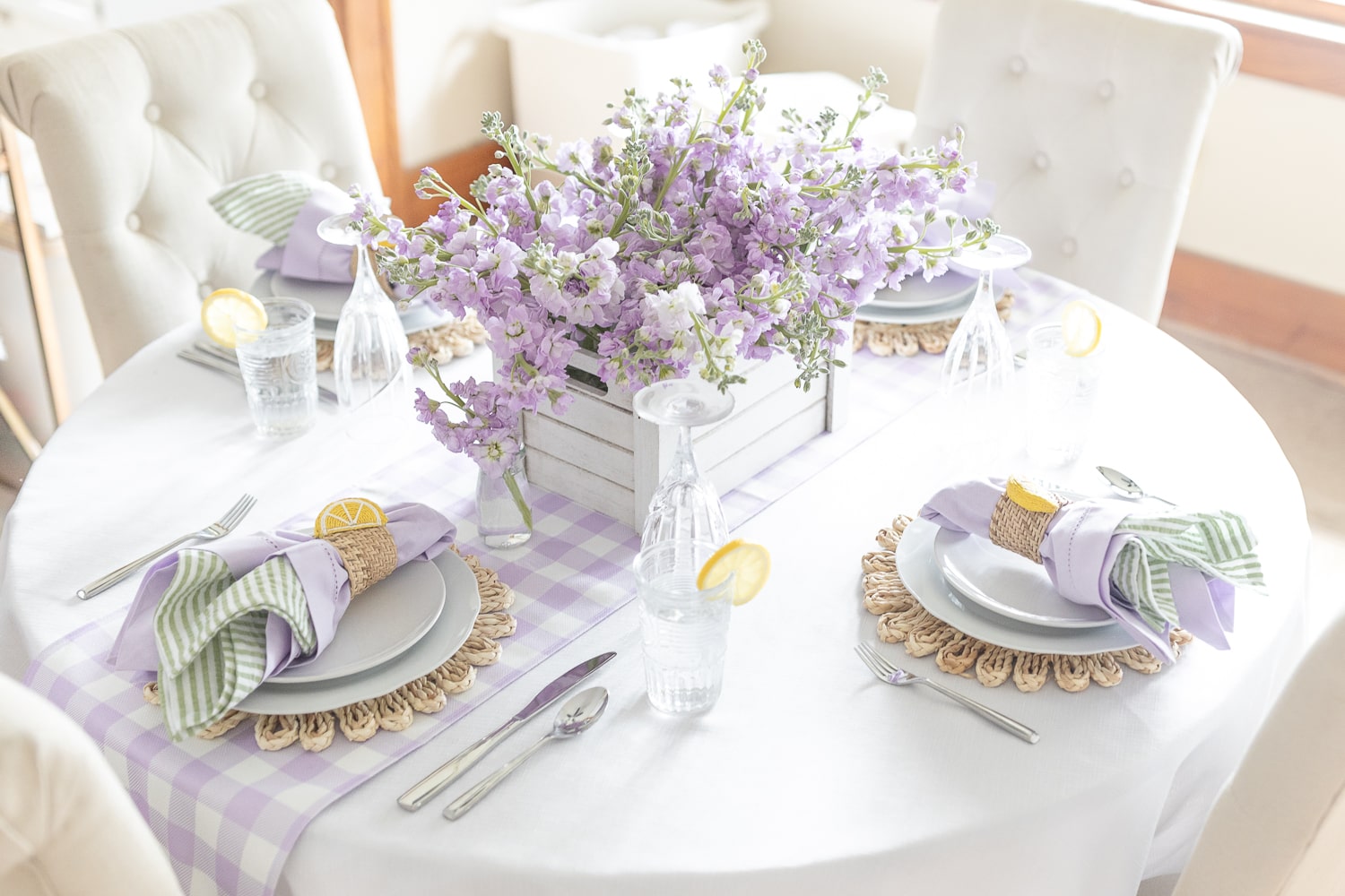 Lavender Mother's Day tablescape styled by blogger Stephanie Ziajka on Diary of a Debutante