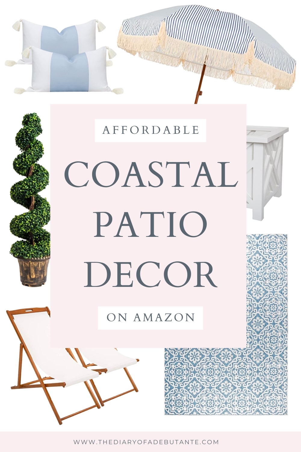 Blogger Stephanie Ziajka rounds up her favorite coastal patio decor from Amazon on Diary of a Debutante