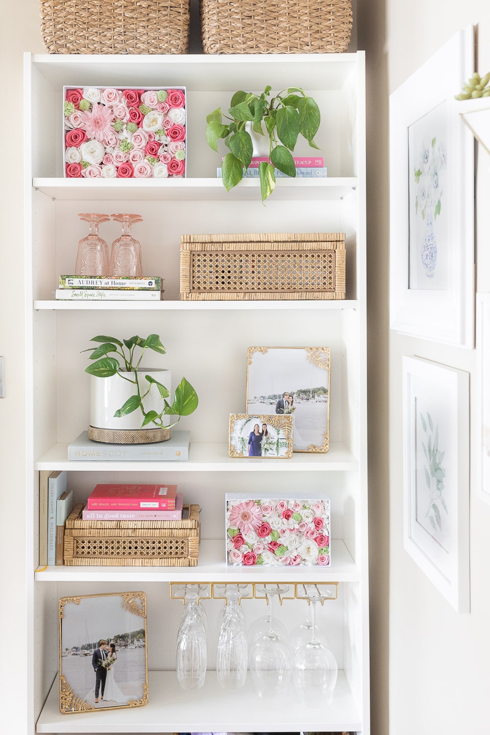 Blogger Stephanie Ziajka shares colorful bookshelf styling ideas for summer on Diary of a Debutante