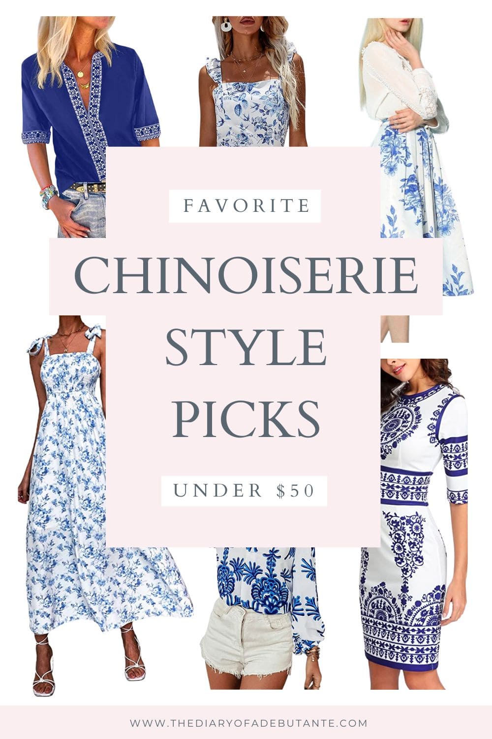 Affordable fashion blogger Stephanie Ziajka shares 9 Chinoiserie-inspired blue and white outfit ideas on Diary of a Debutante