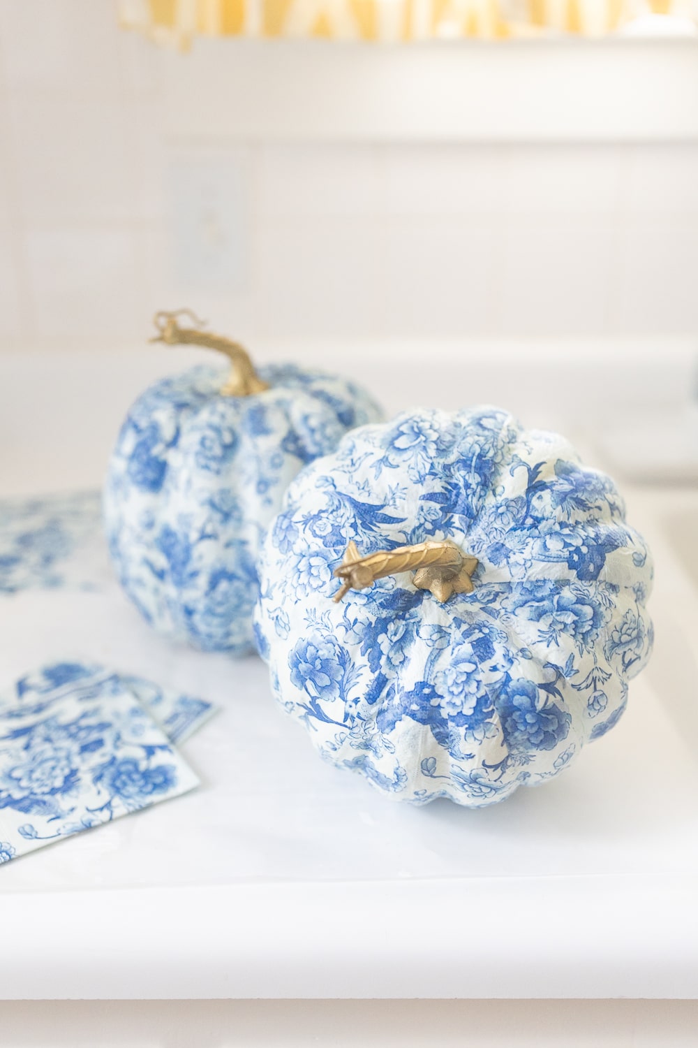 Decoupage pumpkins tutorial from blogger Stephanie Ziajka on Diary of a Debutante